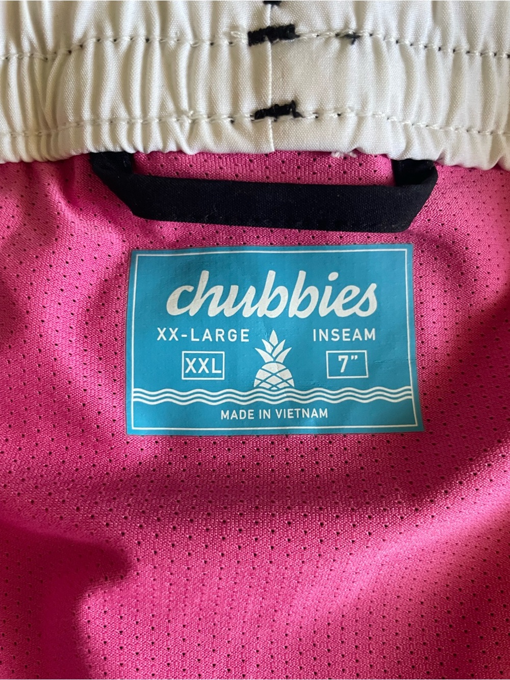 chubbies Black Swim Trunks with White Waistband and Drawstring - Picture 5 of 8